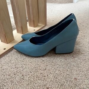 Chic Blue Block Heel Pumps